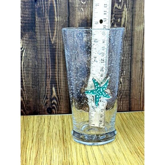 Starfish Handblown Glass Tumbler, Nautical, Ocean, Bubbles - Picture 5 of 5